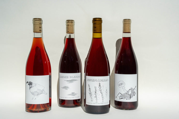 Chillable 4 by Broc Cellars offers four cork-topped bottles with unique, minimalist label designs. Inside, vibrant shades of red range from rosé to deep hues, perfect for enhancing holiday entertaining.