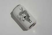 A Got Grapes Red Can by Broc Cellars, featuring a black illustration of grapes holding a drink and saying No worries on a white can, is photographed on a plain white surface. Coming soon.
