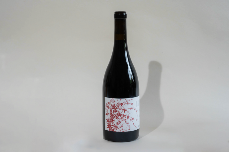 A dark glass bottle of Broc Cellars 2024 Vine Starr Zinfandel with a white label and red botanical design stands upright against a plain, light background, reminiscent of the precision of a Technical Data Sheet.